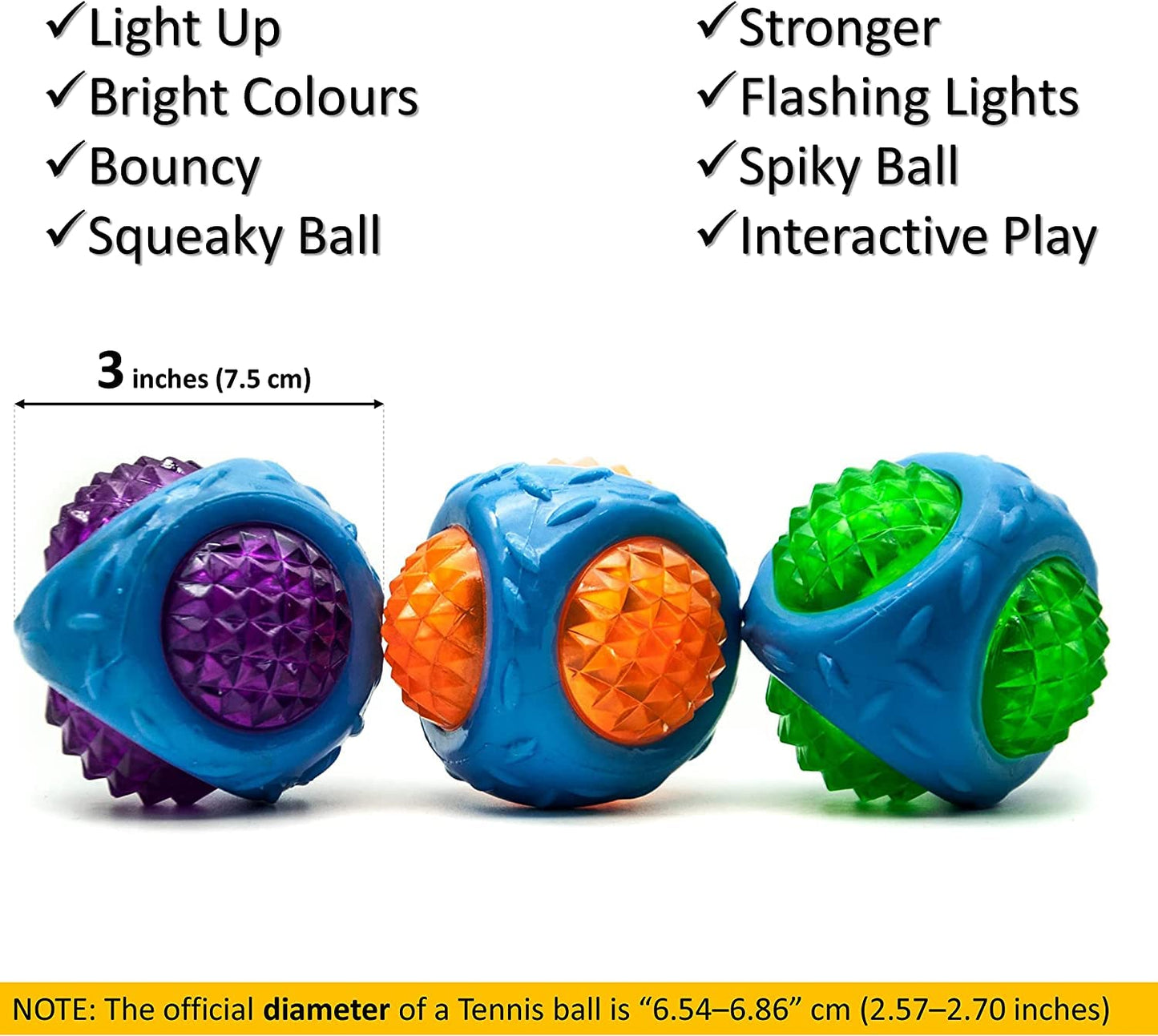 Chew Playing Silicone Ball (Multicolor, Pack of 3)