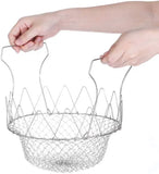 Multifunctional Frying Pan Basket Stainless Steel Folding Strainer