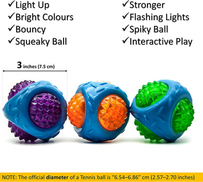 Chew Playing Silicone Ball (Multicolor, Pack of 3)