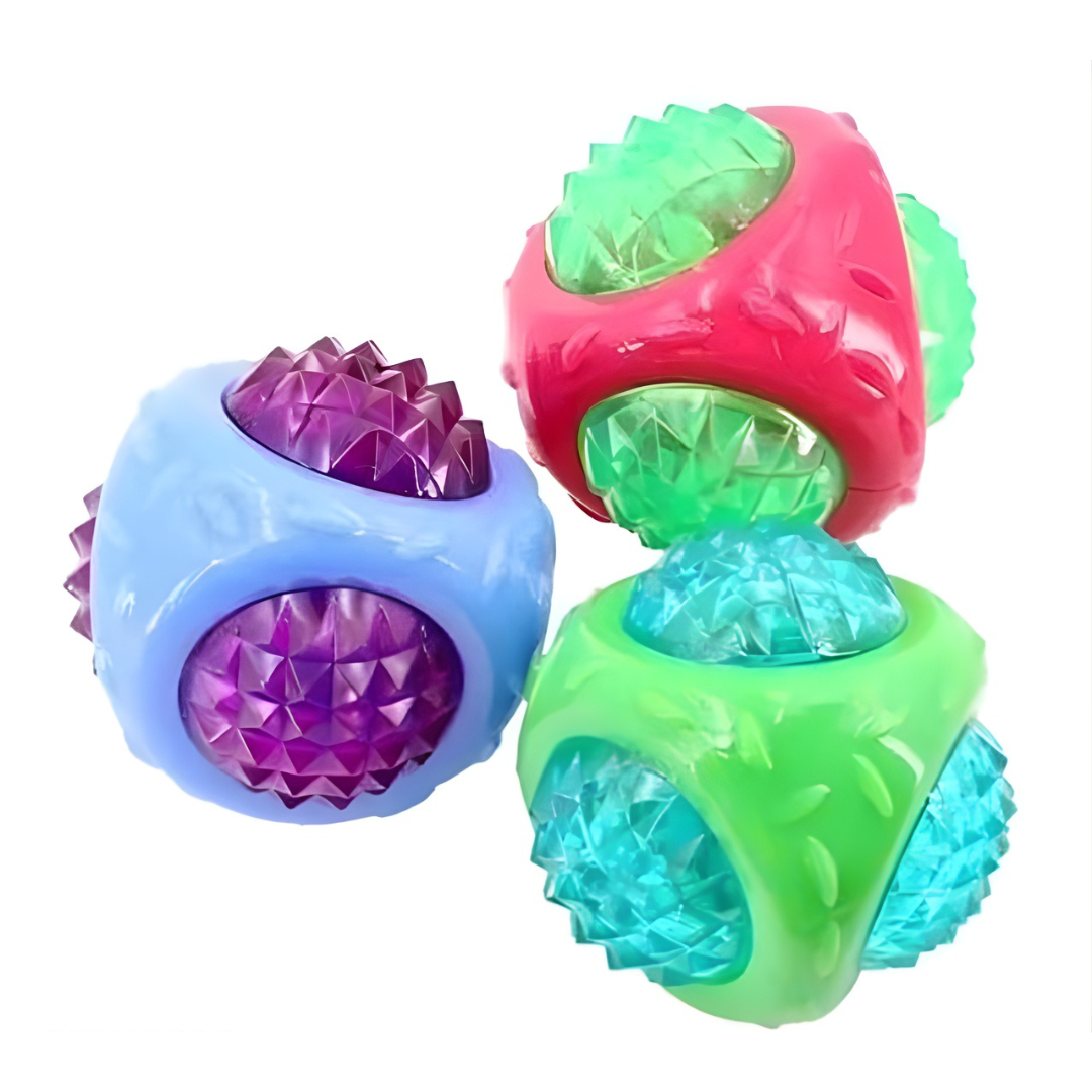Chew Playing Silicone Ball (Multicolor, Pack of 3)