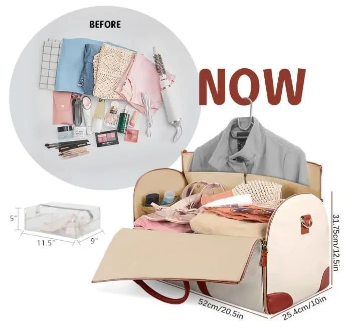 Convertible Bag for Travel - 2 in 1 Hanging Suitcase & Large Duffle Bag