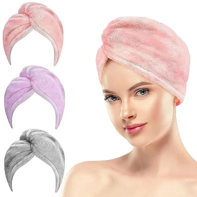 Ultra-Soft Coral Fleece Hair Drying Cap with Cloud Texture